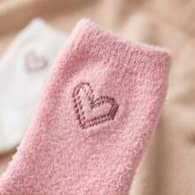 5 Pairs Heart Embroidery Socks, Cute Warm Fluffy Thick Mid-Calf Socks, Suitable For Autumn/Winter, Women's Hosiery And Socks, Random Color - Multicolor - View 6