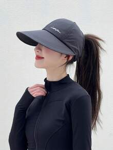 Women's Summer Quick-Dry Wide Brim Sun Hat, Half-Open Top Design, Suitable For Ponytail, UV Protection, Breathable, Suitable For Hiking, Travel And Beach - Multicolor - View 5