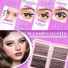 LIMEIKAI 640PCS D Curl Fluffy Individual Lash Clusters 30D40D50D, 9-16mm DIY Lash Clusters Extra Thick&Dramatic Volume&Ultra Soft&Super Light Reusable Individual Segmented False Eyelashes Eyelash Extension Kit For Self Use At Home Halloween&Cosplay&Daily Life - D - View 10