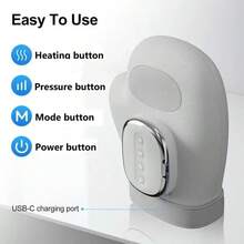 可攜式手部按摩器，加熱與加壓功能，3 種模式，USB 充電無線設計，適合緩解手腕與手指麻木，節日禮物 - 白色 - 查看 7