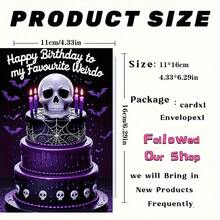 Gothic Style Birthday Card: Unique Gothic Theme Skull And Bat Design Single Birthday Card | Fun Romantic Birthday Card With Envelope - 4.33 Inches X 6.29 Inches, Perfect For Friends, Family And Loved Ones - Birthday Party Decoration - Sets - View 5