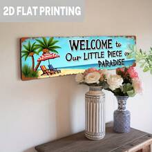 2D Flat, 1pc, Country Style Welcome To Our Little Paradise Sign Wall Decor, Suitable For Beach House, Summer Home, Coastal Decor, Vacation Home, Porch Decor, Decorative Sign (Random Style) - A - View 8