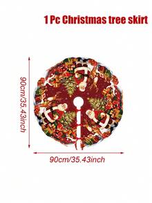 Alas Pohon Natal Diameter 60/90cm, Motif Santa, Rusa Kutub, Manusia Salju, Kotak Hadiah, Alas Pohon Bulat untuk Acara Baby Shower, Pesta Natal, Liburan, Dekorasi Lantai Rumah - Merah - View 13