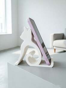 1pc Cute Cat Shaped Plastic Phone Stand, Universal Desktop Phone Accessory, Suitable For All Smartphones, Hands-Free Lazy Design, Supports Dorm Live Streaming And Movie Watching, Perfect Cute Desktop Decoration Gift For Women And Students - Multicolor - View 7