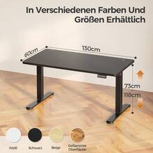 Devoko Height-Adjustable Electric Desk, Sit-Stand Desk With LED Control Panel, 2 Memory Heights, 73-118 Cm Height Adjustment, T-Steel Frame, 70 Kg Load Capacity, 100-180 Cm, Black/White/Beige/Rustic Wood - Black - View 16