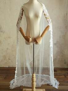 1pc Bridal Women's Pearl Shawl, Detachable Shoulder Cape, Floor-Length Single Layer Wedding Accessory For Photoshoot, Party, Versatile - Multicolor - View 2