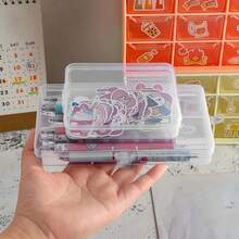 1/4/6pcs Square Transparent Sticker Storage Box, Desktop Organizer, Transparent Plastic Divided Storage Box, Dust-Proof Accessory Storage Box, Sticker And Small Item Sorting Storage Box, Art Supplies Storage - Multicolor - View 4
