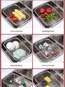 Expandable Kitchen Sink Drainer Basket, Multi-Functional Dish Rack - M - View 4