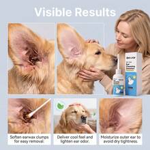 Universal Pet Ear Cleaner, Gentle Cleaning Of Pet Ear Wax, Refreshing And Comfortable Ear Cleaning Solution - Blue and White - View 1