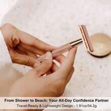 Rose Gold Double Blade Razor, Unisex, Includes 5 Blades, Reusable, Suitable For Home And Travel Use. - Safety Tazor + Blade - View 10