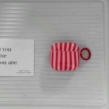 Simple Six-Color Striped Earphone Case With Hanging Loop, Compatible With Apple Pro 3, Pro 2, Pro, 4, 3, And 2. Stylish Women's Earphone Case/Simple Earphone Case/Apple Earphone Case/Apple Earphone Cover. - Multicolor - View 31
