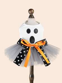 1 pieza Vestido nuevo 2026 para mascotas pequeñas, cachorros y gatos, disfraz lindo para fiesta de vacaciones, vestido tutú de Halloween - Fantasma - Multicolor - Ver 2