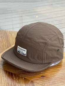 1 pieza Gorra de béisbol retro japonesa unisex con decoración de patchwork bordado, visera corta, a prueba de viento & protección solar - A - Ver 4