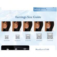 MDFUN Stud Earring Set For Women Men 18K White Gold Plated Princess Cut 4 Prong Graduated Square Clear Cubic Zirconia Pack Of 6 Pairs - White-6 Pairs - View 5