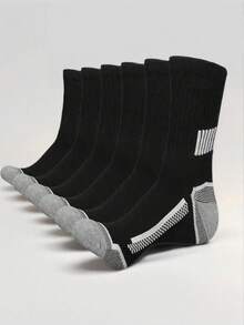 Men Crew Mid Calf Sports Socks Non Slip Cushioned Athletic Socks Back To School Fall Outdoor Daily Training Running Legwear - Multicolor - View 1