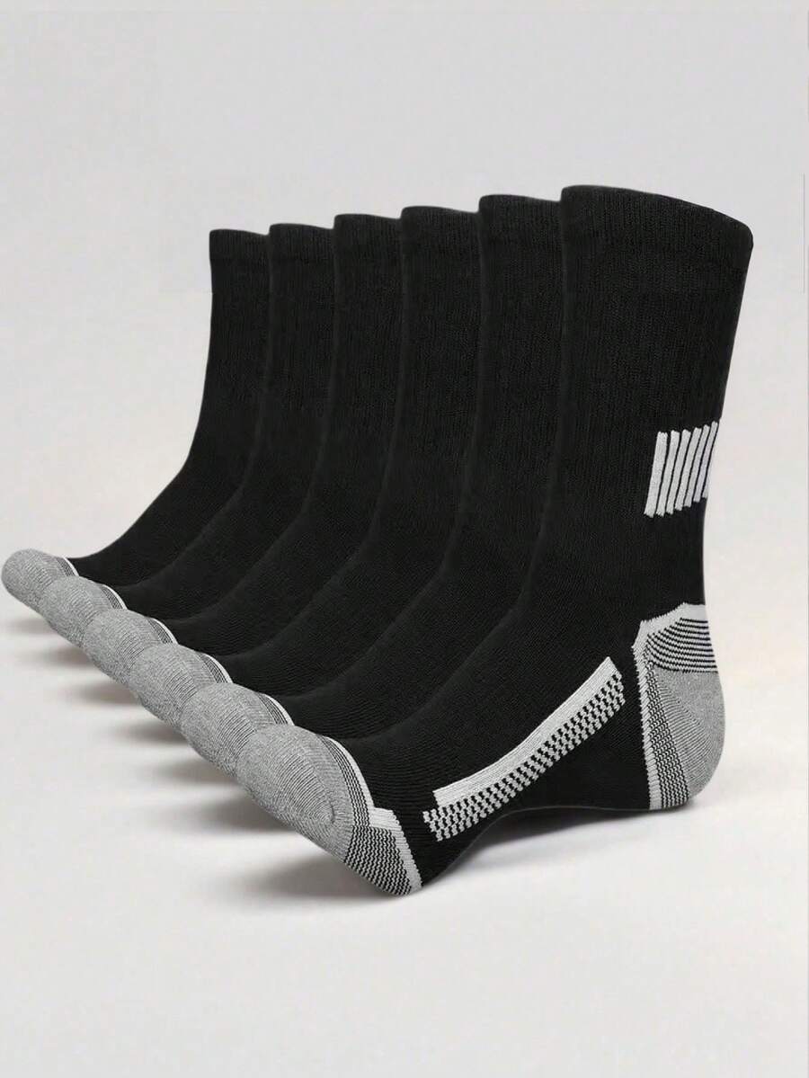 Men Crew Mid Calf Sports Socks Non Slip Cushioned Athletic Socks Back To School Fall Outdoor Daily Training Running Legwear - Multicolor - View 1