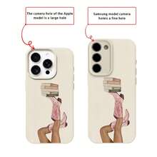 1 buah Casing Ponsel Bahan TPU Motif Sepatu Bot Denim Pink Manis dan Keren & Buku Kompatibel Dengan iPhone 17 Pro Max/17/16 Pro Max/15/13/12/11/ S20 FE/A15/S24/A55/ Note 11/Note 12/Note 13 Pro Perlindungan Penuh Anti Jatuh Lembut - Putih - View 8