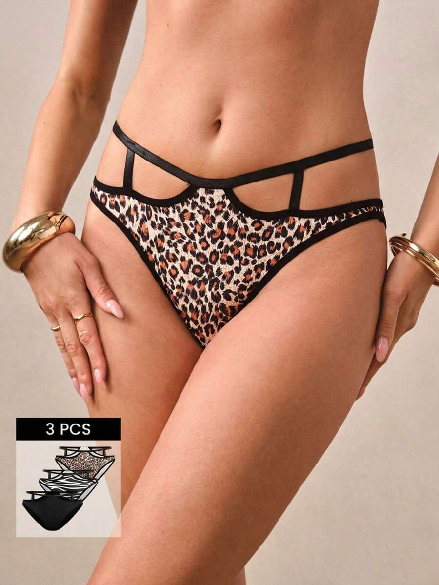 Hourtrue 3pcs/Pack Women's Printed Comfortable Bikini Panties - Multicolor - View 1