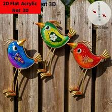 2D Flat Acrylic Printed Garden Decor, 3pcs Fun Acrylic Material Bird Statues, Suitable For Indoor And Outdoor, Colorful Yard Art, Home Gardening Decoration Gift - A - View 5