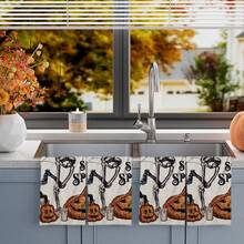 2/4/48pcs Halloween Series Dancing Skeleton, Jack Pumpkin Lantern, Candle Pattern Printed Kitchen Towels - Super Soft, Highly Absorbent Polyester Tablecloths And Hand Towels, Perfect For Holiday Decor, Kitchen Decor, Party Decor - Multicolor - View 4