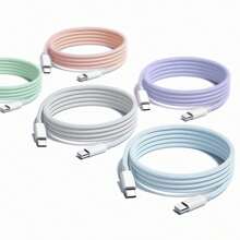 1 buah Kabel Pengisian Cepat USB-C ke USB-C 60W Jalinan Warna-warni 3,3 kaki, Kompatibel dengan iPhone Seri 17/16/15, Pro/Air/Mini, - MultiWarna - View 2