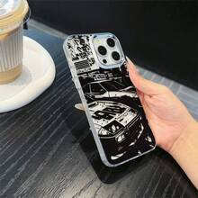 1件裝賽車圖案黑銀配色手機殼，適用於 Apple 手機 - 彩色 - 查看 5