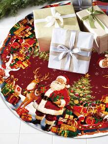 Alas Pohon Natal Diameter 60/90cm, Motif Santa, Rusa Kutub, Manusia Salju, Kotak Hadiah, Alas Pohon Bulat untuk Acara Baby Shower, Pesta Natal, Liburan, Dekorasi Lantai Rumah - Merah - View 10