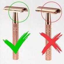 Maquinilla de afeitar de doble filo en oro rosa, hojas se venden por separado, unisex, reutilizable, adecuada para el hogar y los viajes - Maquinilla de Afeitar - Ver 7