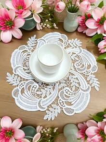 1件裝奢華蕾絲刺繡圓形桌巾,布製餐墊/杯墊/花瓶墊/燈墊,適用於居家廚房檯面裝飾 - 彩色 - 查看 7