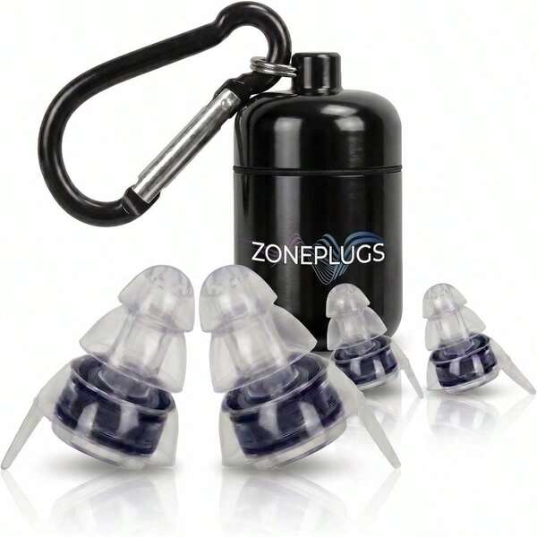 Concert Ear Plugs (2 Pairs) - 24dB Professional Noise Reduction Musicians Raves - Sound Reusable Silicone Earplugs With Aluminum Carry - Black
