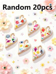 5/10/15/20/30/50pcs Random Multicolor Gothic/Punk Metal Love & Devil's Eye Pendant, Suitable For DIY Necklace, Bracelet, Earring, Keychain, Phone Chain, Couples's Gift, Jewelry Making - Multicolor - View 16