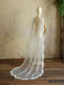 1pc Bridal Women's Pearl Shawl, Detachable Shoulder Cape, Floor-Length Single Layer Wedding Accessory For Photoshoot, Party, Versatile - Multicolor - View 3