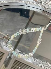 Ins風島嶼甜心手機鏈掛繩吊墜 相機串珠飾品 CCD相機鏈珠吊墜 隨機配色珠子 - 淺藍色 - 查看 7