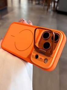 1件相機保護套 雙色配色磁吸手機殼，相容 iPhone 18 17 16 15 14 13 Pro Max，支援無線充電，防震耐摔 - 橘色 - 查看 3