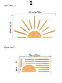 Multiple Simple Watercolor Sun And Reed Self-Adhesive Wall Stickers, Removable And Waterproof With No Residue, Featuring Sun, Flying Birds, And Autumn Reed Scenery Patterns, Perfect For Bedroom And Living Room Wall Decoration. - Wall Stickers - View 12