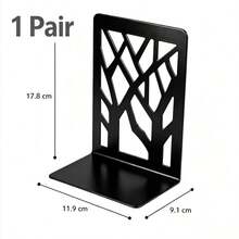 Iron Art Metal Hollow‑Cut L‑Shaped Tree‑Pattern Bookends, Decorative Desktop Book Stopper, Heavy‑Duty Book Holder For Magazines Notebooks, Desk Organizer For Student Home Office Library Stationery Supplies - Sets - View 8