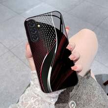 [24h Shipping From DE/FR/ES]Apple 11-17  21-26 Ultra Phone Case: Dark Red Wave Print Design, Compatible With Galaxy, Drop-Proof Tempered Glass Protective Cover - 1 Piece Of Picture Color - View 5