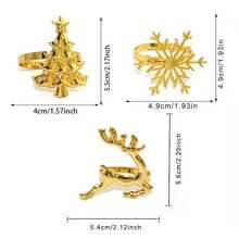 6/12pcs/Set Merry Christmas Napkin Ring Set, Christmas Tree Napkin Holder, Snowflake Reindeer Napkin Holder, Napkin Cloth Decoration, Christmas Table Decor, Christmas Restaurant Table Setting Decoration, Christmas Gift Set - Gold - View 5