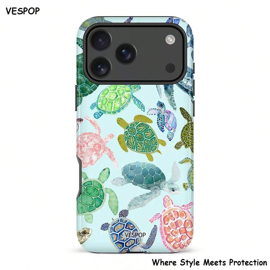 VESPOP 海龜手機殼 2合1 防震保護套 - 適用於 iPhone 18/17/16/15/14/13/12/11 Pro Max/Pro Plus/12 Mini/13 Mini，相容 Galaxy S26 S25 S24 S23 S22 S21 Plus Ultra，相容 Pixel 8 9 10 PRO - 混合色1 - 查看 1