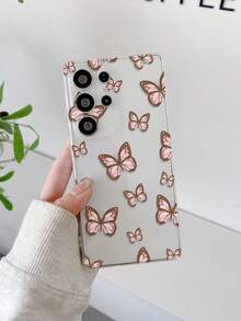 1pc Shockproof Full Coverage TPU Material, Transparent Perforated Phone Case, Pink Butterfly Pattern Full Print, UV Printing Process, Compatible With Android, Nothing, Pixel, Series Phone Protective Case, Holiday Gift, Daily Commute, Daily Anti-Drop Highly Attractive Style - Multicolor - View 6