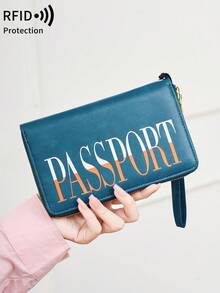 MIYIN Fashion Unique Creative Letter Pattern Passport Holder, RFID Anti-Theft Portable Zipper Travel Wallet With Wrist Strap, Can Store Credit Cards/ID Cards/Cash/Phone - Multicolor - View 10
