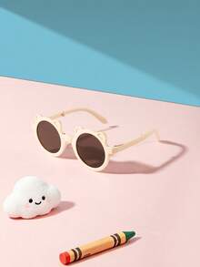 1 PC Boys Girls 3-8Y, Foldable Bear Ear Round Frame, PC Material, Cute Cartoon Style Kids Glasses, Summer Daily Travel Party With Glasses Box - Multicolor - View 4