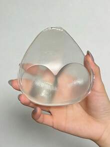 1 Pair Transparent Heart Groove Silicone Bra Inserts, Thick Push Up Breast Enhancer Pads, Reusable Invisible Chest Padding, Soft Swimwear Bikini Bra Inserts For Beach, Swimming, Outdoor Activities - Clear - View 5