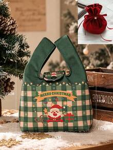 1 Buah Tas Tangan Berbentuk Persegi dari Bahan Kanvas dengan Gaya Meriah dan Inspirasi, Dilengkapi Kancing Jepret dan Motif Selamat Natal. Tas Tote Organizer Penyimpanan Serbaguna untuk Musim Liburan Musim Dingin, Pesta Natal, dan Perjalanan Sehari-hari. Dekorasi Rumah Natal - Berbagai gaya - View 6