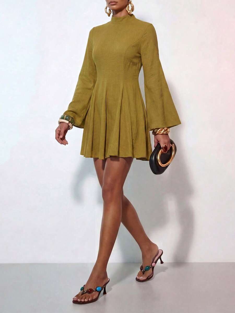 Women Midi Dresses - 軍綠色 - 查看 1