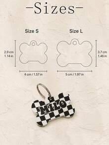 Custom Checkered Acrylic Bone Pet Tag, Cute Personalized Dog Name Collar Charm For Daily Walks And Home Use, Customized Pet Keepsake With Name, Customizable Puppy Pendant Gift For Pet Lovers, Birthday, Halloween, Thanksgiving And Christmas Day Gift - Style a - View 2