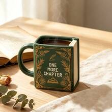 1pc 290ml/9.8oz Unique Book Shaped Ceramic Coffee Mug, "One More Chapter" Letter & Vintage Floral Print Novelty Coffee Tea Cup For Latte Milk Cocoa Tea, Perfect Gift For Book Lovers & Back To School - Multicolor - View 2