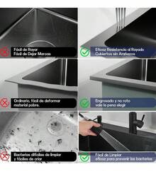 Fregadero de cocina de acero inoxidable 304 de 55 * 45 cm + Kit de cocina. - A - Ver 5