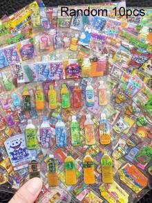 10pcs Mini Food Cartoon Stickers, Laser Glitter Cut Stickers, Anime Diary Decorative Stickers, Children's Gift & Small Gifts - Multicolor - View 11