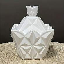 3D 鑽石金字塔不對稱刻面帶蓋收納盒矽膠模具，環氧樹脂水晶珠寶收納盒模具，DIY 水泥石膏蠟燭台容器模具，家居裝飾禮品 - 多款式 - 查看 1